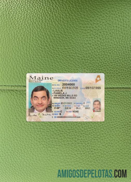 Carteira de motorista do Maine dos EUA 2023 presente fotolook frente amostra